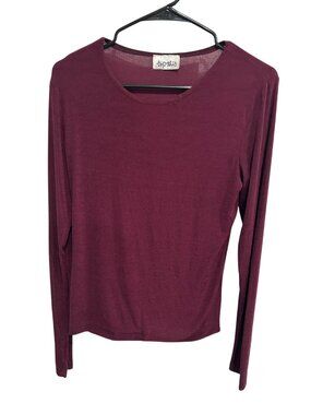 Top This Womens Burgundy Long Sleeve Crew Neck Top Dark Academia Poetcore